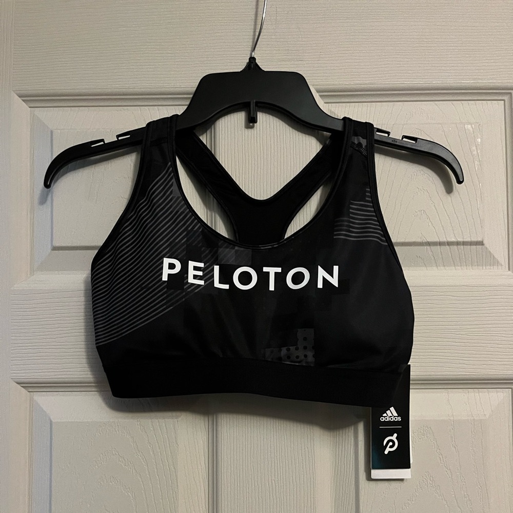 NWT Peloton Adidas Sports Bra! Size Medium, grey/charcoal and black.